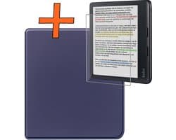 Hoesje Geschikt voor Kobo Libra Colour Hoes Book Case - Hoes Geschikt voor Kobo Libra Colour Hoesje Book Cover Met Screenprotector - Donkerblauw