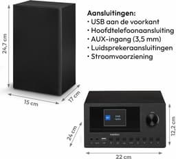 MEDION P85003 Micro-audiosysteem Compact systeem (internetradio, DAB+, PLL FM-radio, Bluetooth, USB-aansluiting, AUX, 2x150 W) — thumbnail 4