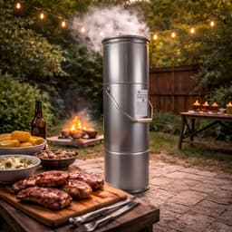 Eurocatch Telescopische Rookoven Rond 101 cm - Verzinkt Metalen Rookton - Rookkast voor Buiten met Thermometer en 10 Rookhaken - Smoker voor Vis, Vlees en BBQ Roken — thumbnail 2