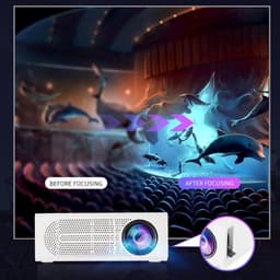 Wit Mini Projector 1080p HD - Draagbare thuisbioscoop met afstandsbediening, Geschikt voor binnen en buiten, HDMI & USB compatibel — thumbnail 3