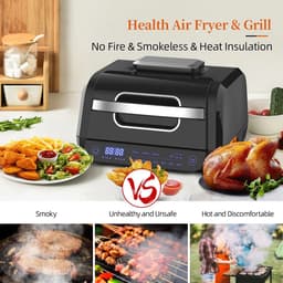 Sensova - 8-in-1 Airfryer Grill 8 Liter met Touchscreen - Elektrische Heteluchtfriteuse en Grill in Één voor Gezond en Rookvrij Koken - 360° Luchtcirculatie - Inclusief Grillrooster, Frituurmand en Kookpan - RVS Behuizing — thumbnail 6
