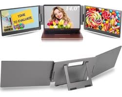 Draagbare Monitor - Extra Schermen - Laptop Uitbreiding - Dubbele FHD Schermen - 14 Inch - Zilvergrijs