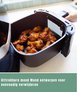 Quvo® Mini Airfryer - Kleine Friteuse - Frituese - met Tefloncoating - 5L- Zwart - 32cm x 25cm x 31cm — thumbnail 9