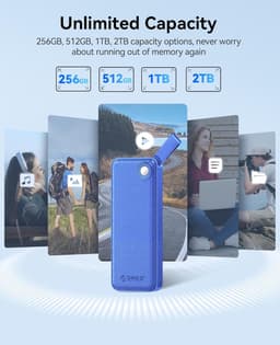 Externe SSD Schijf - Snelle Opslag - Bestanden Overzetten - Compact Ontwerp - 512 GB - Blauw — thumbnail 5