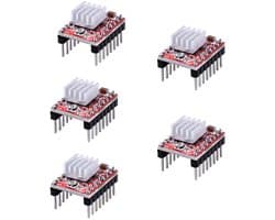 5-Pack A4988 Stappenmotor Driver Modules met Koellichaam voor 3D Printer en CNC