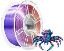 Zijdeachtig Tri-color PLA+ Filament 1.75mm voor 3D Printer, 1kg, Hoogglans Afwerking