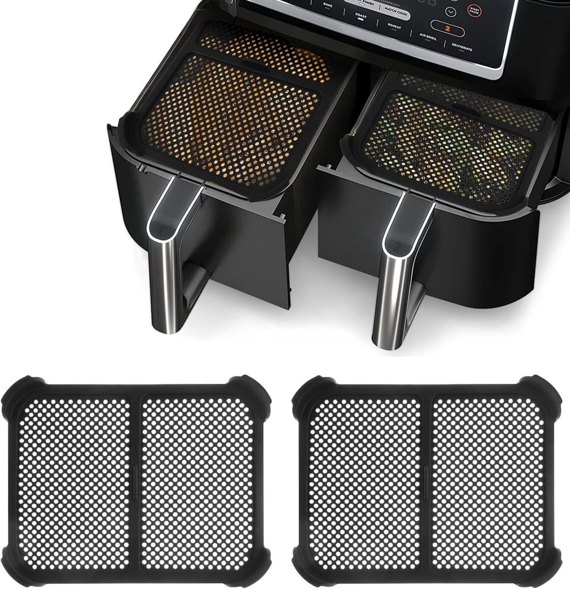 2 stuks Spatbeschermer voor airfryer - geschikt voor Ninja Foodi Max Dual Zone AF400 & AF45 - siliconen - effectieve vetspatbeschermer - herbruikbaar — afbeelding 1