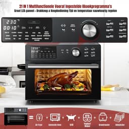 Aurixi® Heteluchtoven - Oven - Airfryer Oven - Grijs - ‎44cm x 46cm x 38cm — thumbnail 4