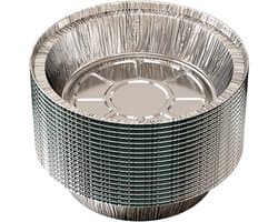 Ronde aluminium bakvormen van 20 cm, wegwerpbaar, geschikt voor de vriezer en oven - Voor bakken, koken, bewaren, braden en opwarmen - Verpakking van 100 stuks - Geschikt voor airfryers met een inhoud van 4-4,5 liter