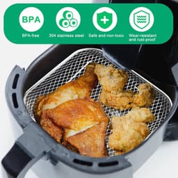 2 stuks rooster voor heteluchtfriteuse, 21 x 21 cm, airfryer-accessoires, heteluchtfriteuse, stapelbare mand voor airfryerrek, mand voor heteluchtfriteuse, airfryer, roosterinzet voor 5 l - 7,5 l — thumbnail 2
