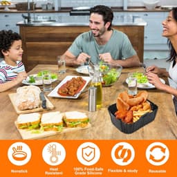 2 Pieces Silicone Mould - 21 x 16 cm Silicone Mould - Air Fryer Foldable - 2 Silicone Gloves - Ninja Foodi Max Dual Accessories - Silicone Baking Mold Insert — thumbnail 4