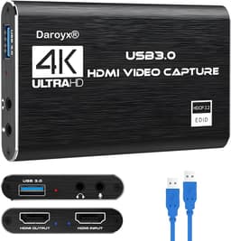 Daroyx® VCC4K Pro Video Capture Card - USB-A 3.0 - HDMI 4K@60Hz - Game Capture voor PC, Mac, PS4, PS5, Nintendo, Xbox en meer - Zwart — thumbnail 1