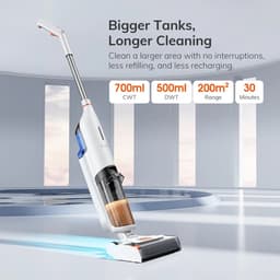 Delightness Draadloze Nat-Droog Dweilsysteem - Dweil - Vloerreiniger - 5500 Pa Zuigkracht - 1 Min Zelfreinigend - Grote Dubbele Watertank - Wit — thumbnail 4