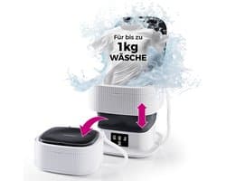 CLEANmaxx mini-wasmachine, ideaal voor onderweg | Mobiele wasmachine met 2 wasprogramma's en een centrifugeerprogramma | Opvouwbaar en stil | Voor maximaal 1 kg wasgoed | Geschikt voor kamperen en reizen