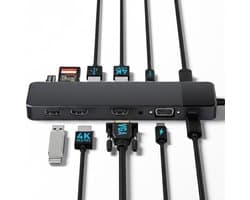 NBAP® Docking Station Laptop 2x HDMI - Splitter Laptop - USB-C - Universeel- Zwart