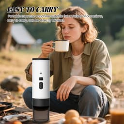 DIMICO - Draagbaar reis koffiemachine - 3-in-1 mini koffiezetapparaat - Espresso maker - Wit - Voor capsules en gemalen koffie - LED-display - 90ML watertank - 15bar — thumbnail 5