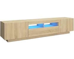 Tv-meubel met LED - Media kast - Woonkamer entertainment - Moderne uitstraling - 180x35x40 cm - Sonoma eiken