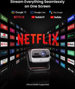 JMGO N1S Ultimate Triple Laser 4K - 3300 ISO Lumen - Audio door Dolby Digital - Google TV & Netflix - Real-Time Auto Screen Fit- HDR10 - 180"-Blu-ray 3D - Beamer - Projector — thumbnail 4