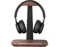 Houten hoofdtelefoonstandaard met opbergfunctie. Compatibel met AirPods Max, Beats, Bose, Sony en andere merken hoofdtelefoons, geschikt voor gaming en andere toepassingen. — thumbnail 1