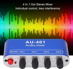 Stereo Audio Mixer 4 Ingangen 1 Uitgang Geluidsmixer met Hoofdtelefoonversterker — thumbnail 4
