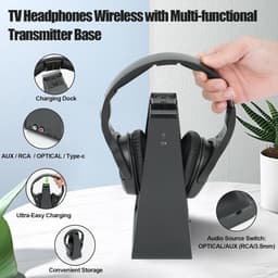 Draadloze TV Hoofdtelefoon met Oplaadstation en Geluidsversterking voor Ouderen — thumbnail 3