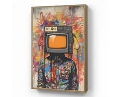 Wandlamp 60x90 cm - Oplaadbaar - Televisie - Graffiti - Mens - Kleuren - Wandlampen binnen woonkamer - Slaapkamer lamp - Decoratieve nachtlamp - Vloerlamp draadloos