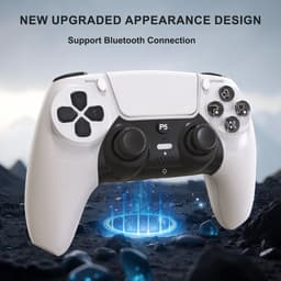 Ntech PS5 Controller Geschikt voor PS5 en PS5 Slim - ps5 game controller Draadloos - Wit - Audio Jack Input - Touch Sensor - Dual Trilmotoren Draadloze Controller — thumbnail 8