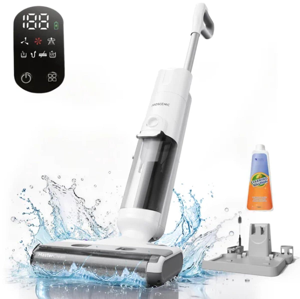 Proscenic F10 Ultra Draadloze Stofzuiger en Dweil - Nat/Droog - 0,7 mm Randborstel - 1,3L Tank - LED-display - 60 min Zelfreinigend — afbeelding 1