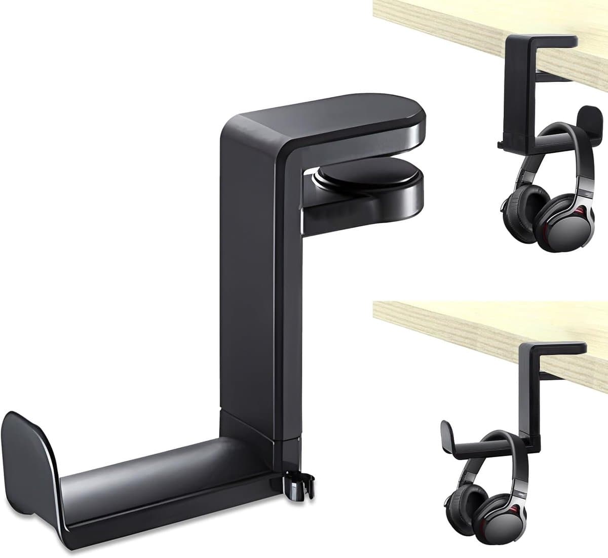 Hoofdtelefoon Houder - Koptelefoonstandaard Tafel - Bureau Organisatie - 360 Graden Draaibaar - 12 x 11 x 5.5 cm - Zwart — afbeelding 1