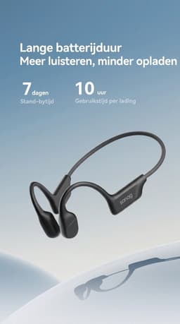 Sanag Bone Conduction Headphones – Sport Koptelefoon – Veilig Fietsen & Hardlopen – 10 Uur Batterij – IPX5 Waterdicht & Open Ear Design – Zwart — thumbnail 4