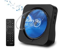 Draagbare CD-Speler -Bluetooth met Dubbele Luidsprekers- HiFi-speaker radio-Oplaadbare CD-Speler met USB-C-Zwart