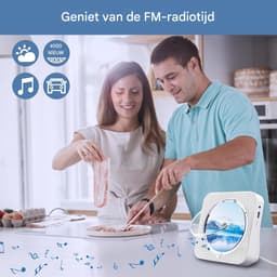 Draagbare CD-Speler -Bluetooth met Dubbele Luidsprekers- HiFi-luidsprekers radio-Oplaadbare CD-Speler met USB-C- Wit — thumbnail 5