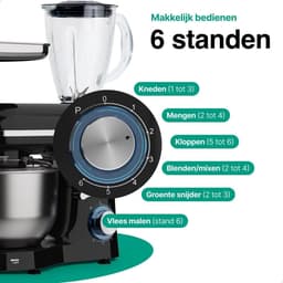 Keukenmachine - Keukenrobot Mixer - Bakken en Koken - Krachtige 2000W Motor - 6.2L Kom - Zwart — thumbnail 5