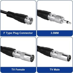 Antenne-Binnen - FM-Radio-Antenne - Magnetische-Voet - 3m-Coaxkabel - Inclusief-3-Adapters - HiFi-Stereo-Ontvangst - Universeel — thumbnail 4