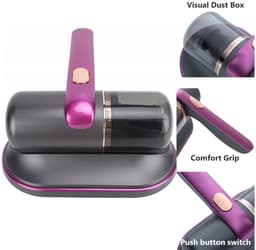 Huisstofmijt Stofzuiger - UV Lamp Sterilisator - Reiniger - Bank & Matras - Tapijt - Meubel & Zetel - Bacterie, Mijt & Schimmel Bestrijder - Zonder Zak - USB-C Opladen - Paars/Grijs — thumbnail 4