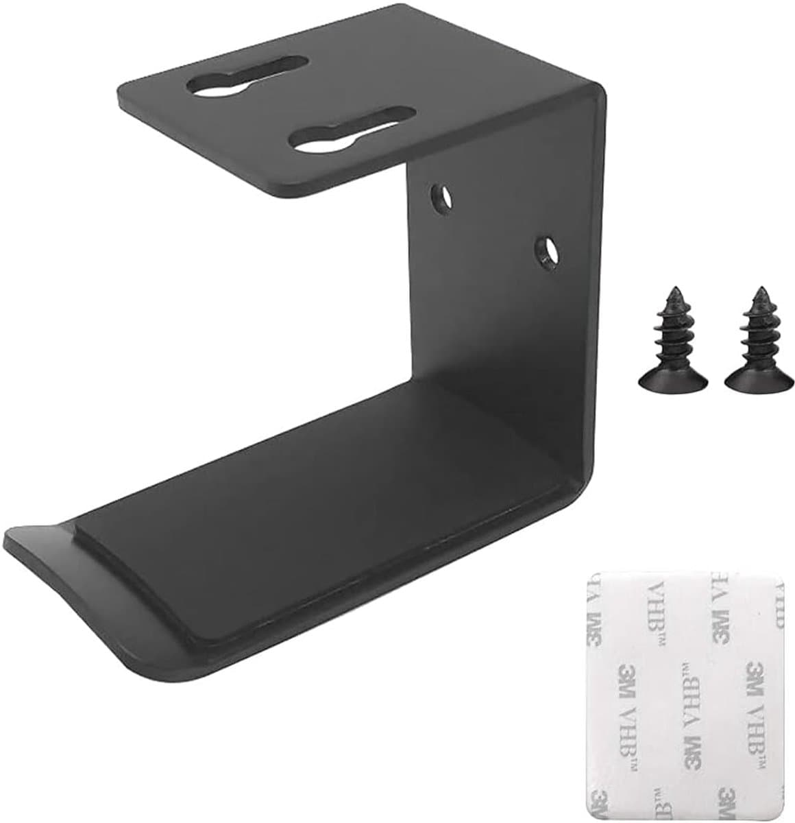 Hoofdtelefoon Houder - Helm Hanger - Wandmontage - Sterke Lijm En Schroef - Aluminium - Zwart — afbeelding 1