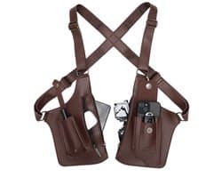 longziming - Borsttas - Retro herenrugzak - Heren - Oksel - Tas -Dubbele - Schouder - Holster - Tas - Anti-Diefstal - Underarm - Bag - Verstelbare - Riem - Reis - Tas - Dagelijks - Gebruik - Bruin - Modern
