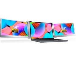14 Inch Drievoudige Draagbare Monitor voor Laptop 1080P HDR IPS Externe Dubbele Schermuitbreiding