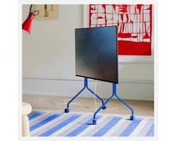 TV-standaard met Wieltjes | Geschikt voor Televisies van 40 tot 70 inch | Televisiestandaard & TV-wagen oprolbaar | TV Meubel voor Woonkamer | Monitor & TV Stand (blauw)