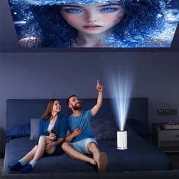 Mini Projector - 5G WiFi Bluetooth Beamer - 2+16G RAM - 200 ANSI - 1080P - Android 12.0 - Bluetooth 5.0 - 180° Verstelbaar & Auto Keystone - Wit - Dubbele luidsprekers - Groot scherm van 30–200 inch — thumbnail 4