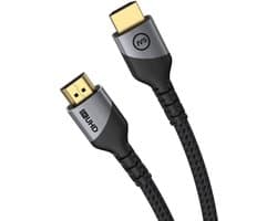 HDMI 2.1 Kabel - 200 CM - 8K/60Hz & 4K/120Hz - 48 Gbps - HDMI naar HDMI - Gevlochten Nylon - Kittenbandsluiting - Geschikt voor TV, Monitor, Gaming Consoles Etc. - Zwart