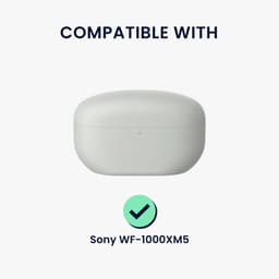kwmobile Hoesje voor Sony WF-1000XM5 Case met Polsbandje – Siliconen Beschermhoes met Sleutelhanger – Hoofdtelefoonhoesje in pastelgroen — thumbnail 4