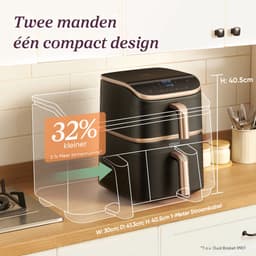 Cosori TurboTower Pro – Dubbele Airfryer XXL – 10.8L – Keramische Coating – 2 Manden Apart Instelbaar – 7 Programma’s — thumbnail 5