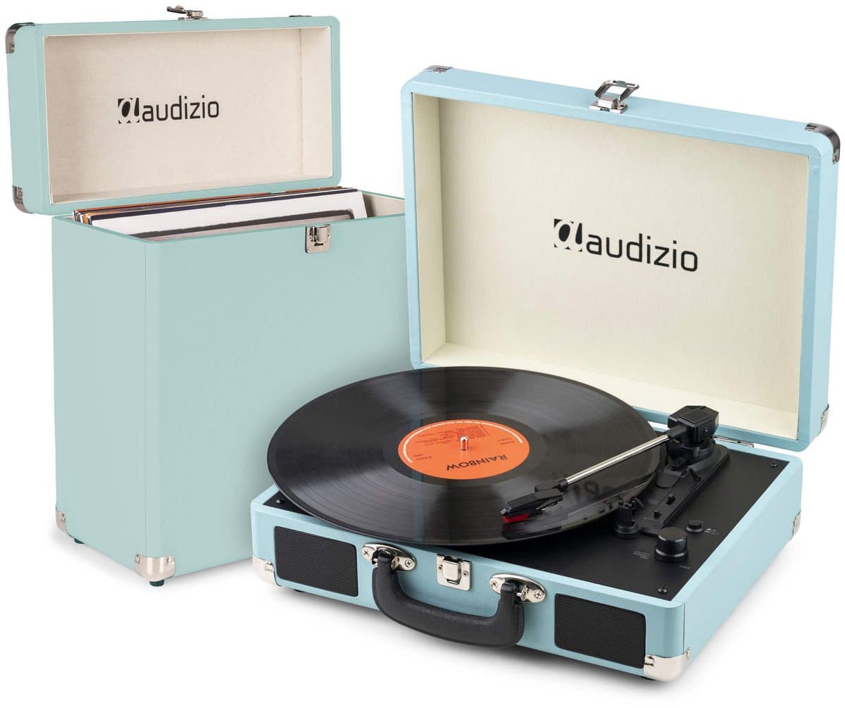 Retro platenspeler met platenkoffer - Audizio RP116BL - Platenspeler Bluetooth - Met speakers - Blauw — afbeelding 1