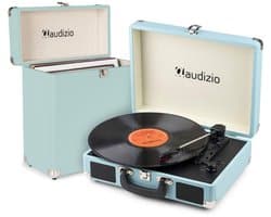 Retro platenspeler met platenkoffer - Audizio RP116BL - Platenspeler Bluetooth - Met speakers - Blauw