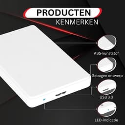 CLGP® Harde Schijf Extern - Draagbare - 1TB Opslag - Wit — thumbnail 2