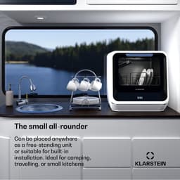 Klarstein Vaatwasser Amazonia Mini - Compact Aanrechtblad, 7 Programma's, 5L Tank of Directe Aansluiting, Energie-efficiëntieklasse D, Stil 58dB, Digitaal Display, Draagbaar Tafelblad voor Kleine Keukens, Zwart - Dishwasher — thumbnail 3