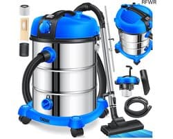 RFWR® Industriële stofzuiger Nat Droog | 2300W RVS | 30L Reservoir | Blijf schoon met Blaasfunctie en Autostop