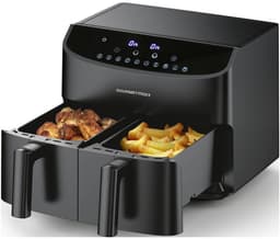 GOURMETmaxx Airfryer met Dubbele Kamer 2x3,5 L Zwart met Touchdisplay en Timer Energiezuinig Frituren 10 Programma’s 2400 W — thumbnail 1