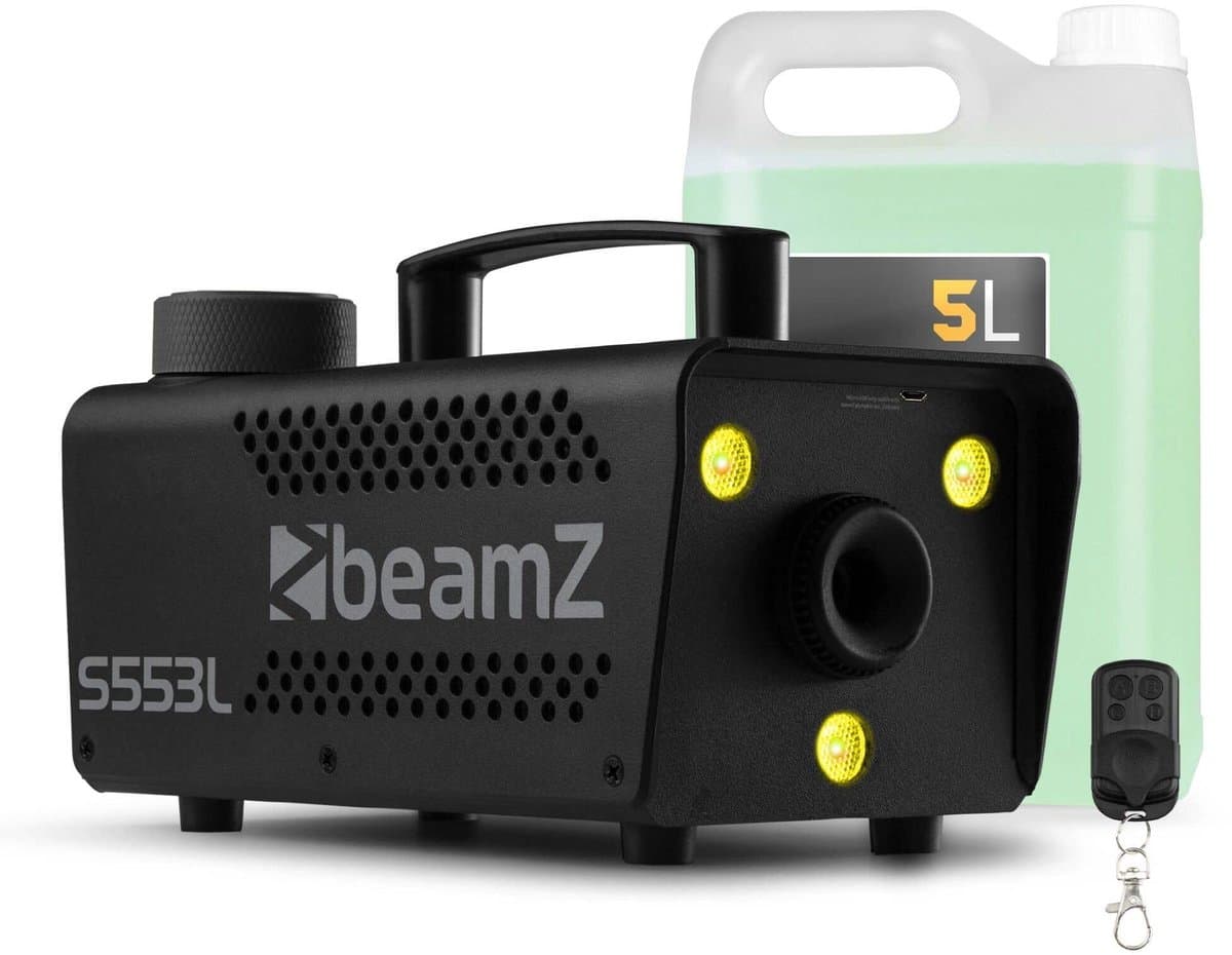 Rookmachine met LED’s - BeamZ S553L - Set met 5 liter vloeistof - Voor Halloween - RGB LED’s - 550W — afbeelding 1